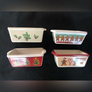 Vintage Ceramic Christmas Mini Loaf Baking Dishes